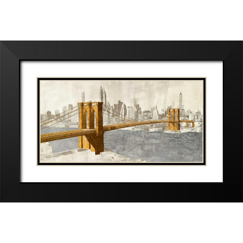 Gilded Brooklyn Bridge Black Modern Wood Framed Art Print with Double Matting by Joannoo