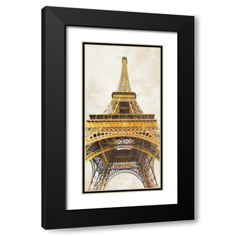 Gilded Eiffel Tower Black Modern Wood Framed Art Print with Double Matting by Joannoo