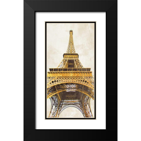 Gilded Eiffel Tower Black Modern Wood Framed Art Print with Double Matting by Joannoo
