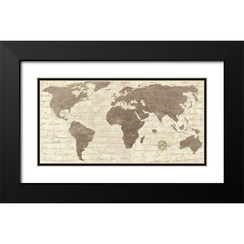 Geo taupe Classic Black Modern Wood Framed Art Print with Double Matting by Joannoo