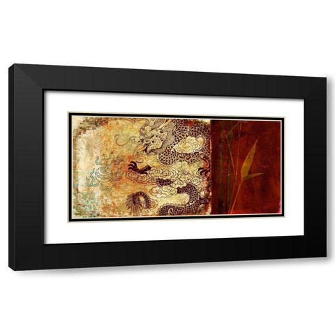 Year of the Dragon Black Modern Wood Framed Art Print with Double Matting by Joannoo