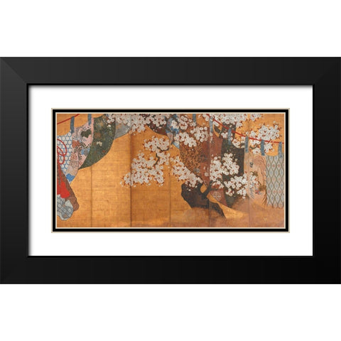 Wind-screen and cherry tree Black Modern Wood Framed Art Print with Double Matting by Anonymous