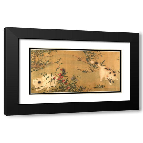 Spring Play in a Tang Garden Black Modern Wood Framed Art Print with Double Matting by Anonymous