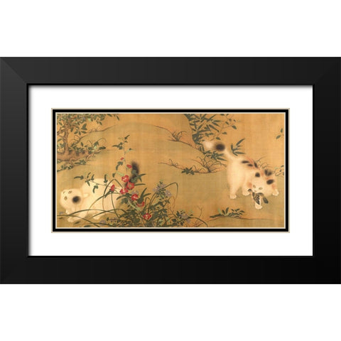Spring Play in a Tang Garden Black Modern Wood Framed Art Print with Double Matting by Anonymous