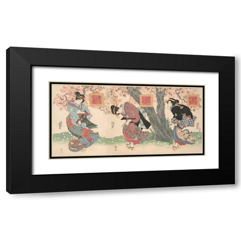 Beauties in a spring storm Black Modern Wood Framed Art Print with Double Matting by Eisen, Keisai