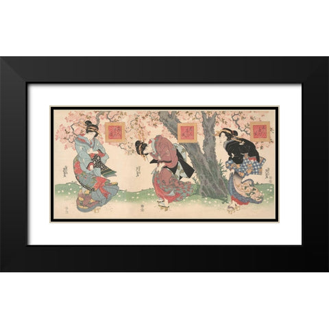 Beauties in a spring storm Black Modern Wood Framed Art Print with Double Matting by Eisen, Keisai