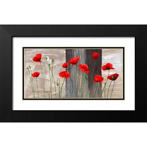 Country Poppies Black Modern Wood Framed Art Print with Double Matting by Thomlinson, Jenny