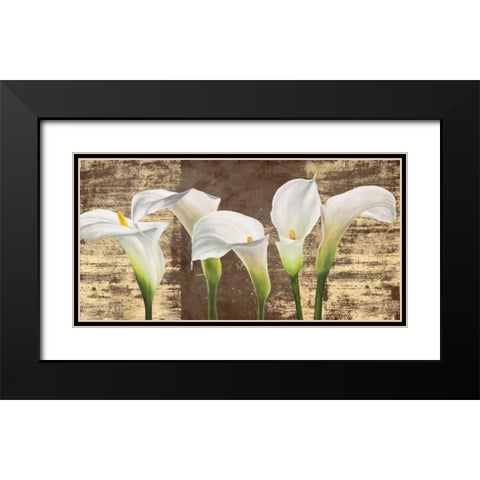 Callas on Gold (mocca variation) Black Modern Wood Framed Art Print with Double Matting by Thomlinson, Jenny