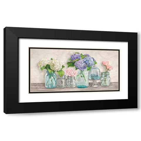 Flowers in Mason Jars Black Modern Wood Framed Art Print with Double Matting by Jenny, Thomlinson