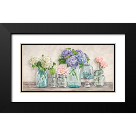 Flowers in Mason Jars Black Modern Wood Framed Art Print with Double Matting by Jenny, Thomlinson