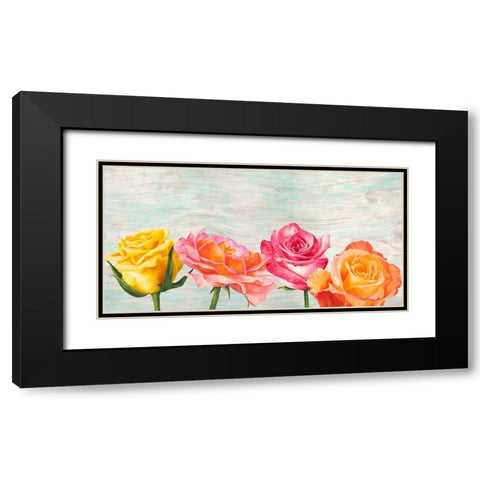 Funky Roses Black Modern Wood Framed Art Print with Double Matting by Jenny, Thomlinson