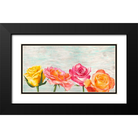 Funky Roses Black Modern Wood Framed Art Print with Double Matting by Jenny, Thomlinson