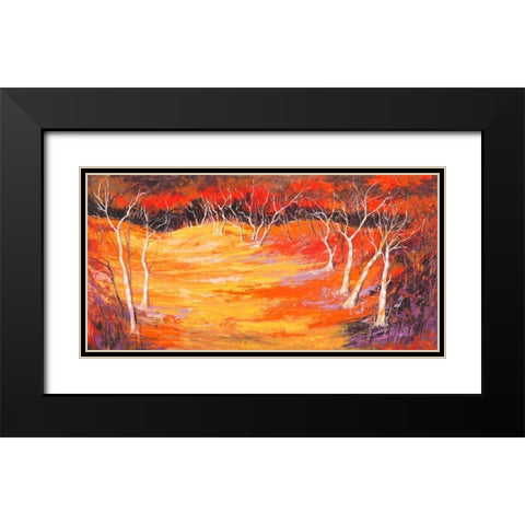 Foresta rossa Black Modern Wood Framed Art Print with Double Matting by Lucas