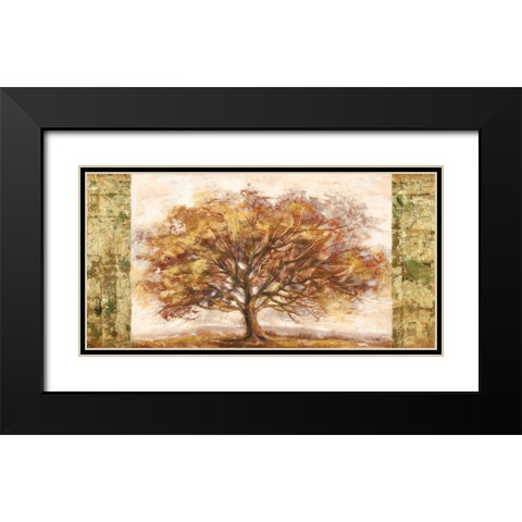 Golden Tree Panel Black Modern Wood Framed Art Print with Double Matting by Lucas