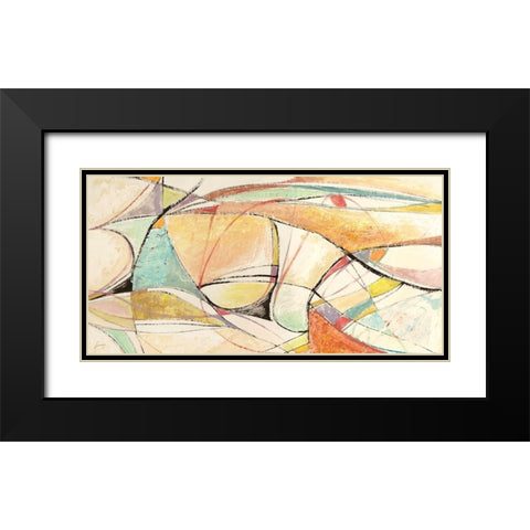 Note musicali Black Modern Wood Framed Art Print with Double Matting by Lucas