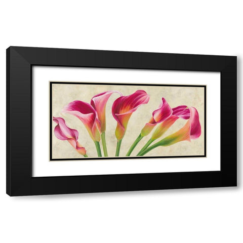 Calla parade Black Modern Wood Framed Art Print with Double Matting by Villa, Luca