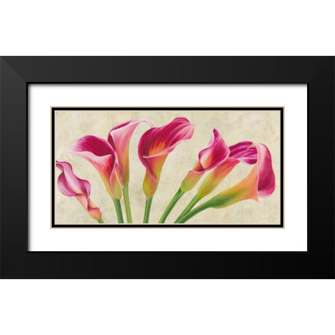 Calla parade Black Modern Wood Framed Art Print with Double Matting by Villa, Luca