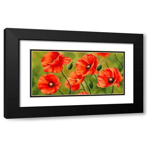 Field of Poppies Black Modern Wood Framed Art Print with Double Matting by Villa, Luca