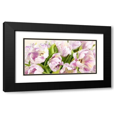Tulipes en Fleur Black Modern Wood Framed Art Print with Double Matting by Villa, Luca