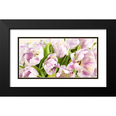 Tulipes en Fleur Black Modern Wood Framed Art Print with Double Matting by Villa, Luca