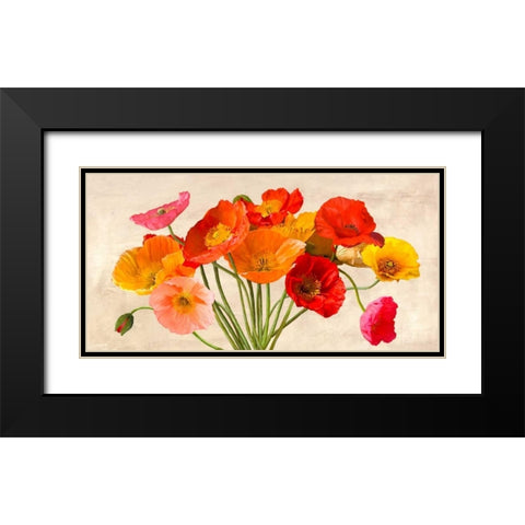 Poppies in Spring Black Modern Wood Framed Art Print with Double Matting by Villa, Luca