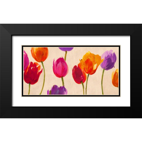 Tulips and Colors Black Modern Wood Framed Art Print with Double Matting by Villa, Luca