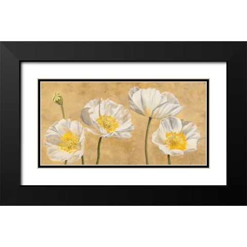 Poppies on Gold Black Modern Wood Framed Art Print with Double Matting by Luca, Villa