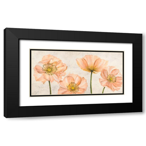 Poppies in Pink Black Modern Wood Framed Art Print with Double Matting by Luca, Villa