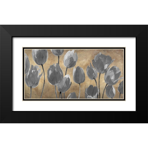 Grey Tulips Black Modern Wood Framed Art Print with Double Matting by Villa, Luca