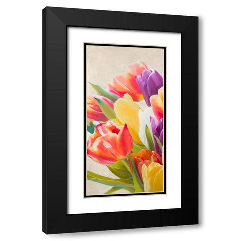 Spring Tulips I Black Modern Wood Framed Art Print with Double Matting by Villa, Luca