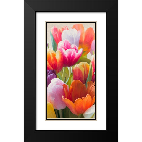 Spring Tulips II Black Modern Wood Framed Art Print with Double Matting by Villa, Luca