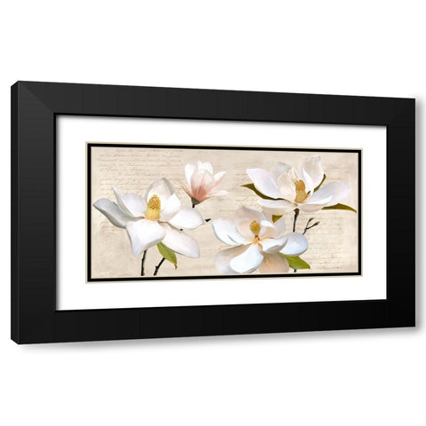 Ivory Magnolia Black Modern Wood Framed Art Print with Double Matting by Villa, Luca
