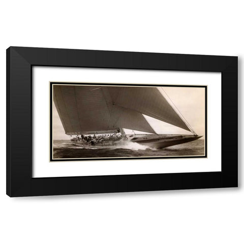 J Class Sailboat 1934 Black Modern Wood Framed Art Print with Double Matting by Levick, Edwin