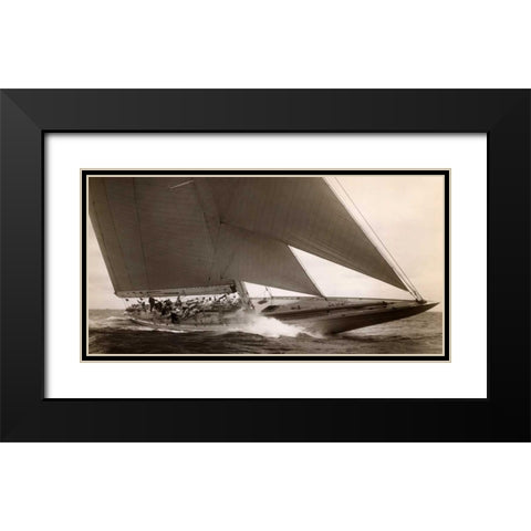 J Class Sailboat 1934 Black Modern Wood Framed Art Print with Double Matting by Levick, Edwin