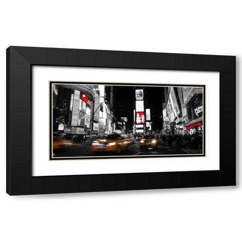 Nightlife in Times Square Black Modern Wood Framed Art Print with Double Matting by Ludo, H.