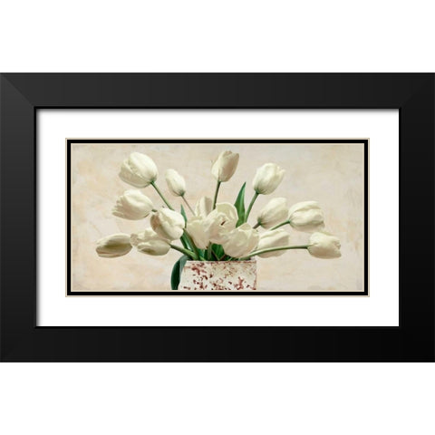 Bouquet blanc Black Modern Wood Framed Art Print with Double Matting by Sanna, Leonardo
