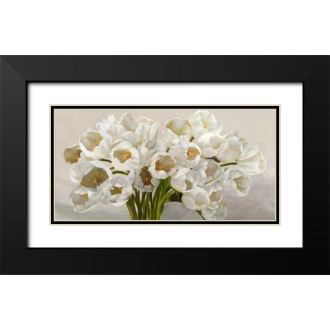 Tulipes blanches Black Modern Wood Framed Art Print with Double Matting by Sanna, Leonardo