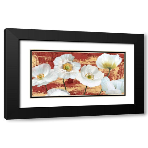 Washed Poppies (Red and Gold) Black Modern Wood Framed Art Print with Double Matting by Sanna, Leonardo