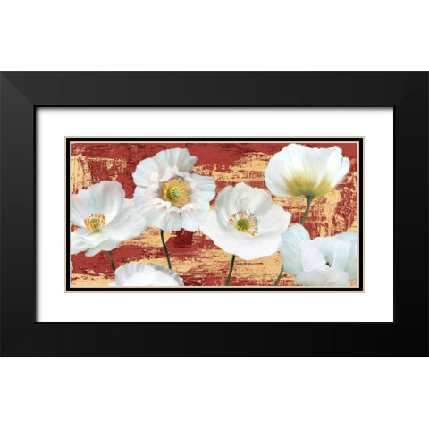 Washed Poppies (Red and Gold) Black Modern Wood Framed Art Print with Double Matting by Sanna, Leonardo