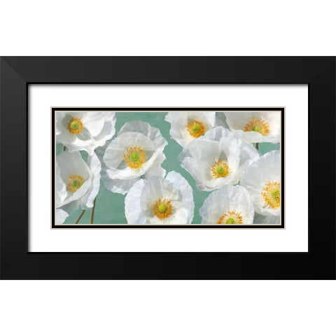 Poppy Arrangement (Mint) Black Modern Wood Framed Art Print with Double Matting by Leonardo, Sanna