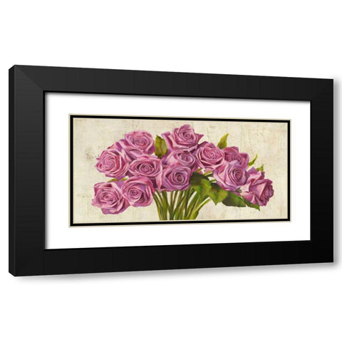 Roses Black Modern Wood Framed Art Print with Double Matting by Sanna, Leonardo