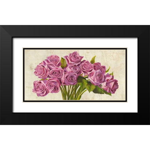 Roses Black Modern Wood Framed Art Print with Double Matting by Sanna, Leonardo