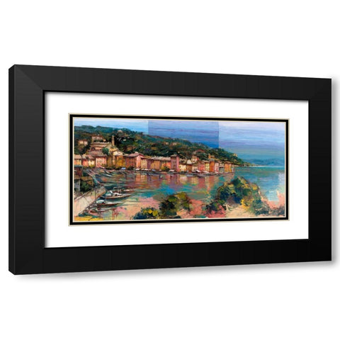 Portofino destate Black Modern Wood Framed Art Print with Double Matting by Florio, Luigi