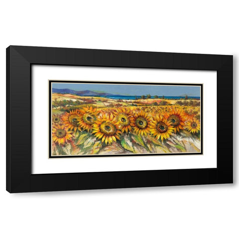 Campo di girasoli Black Modern Wood Framed Art Print with Double Matting by Florio, Luigi