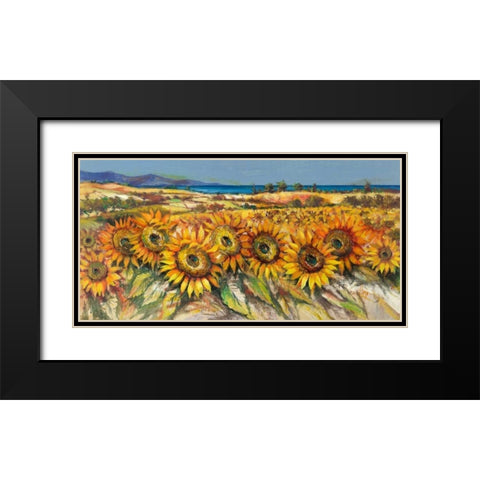 Campo di girasoli Black Modern Wood Framed Art Print with Double Matting by Florio, Luigi