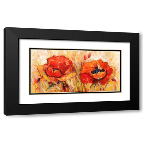 Papaveri Black Modern Wood Framed Art Print with Double Matting by Florio, Luigi