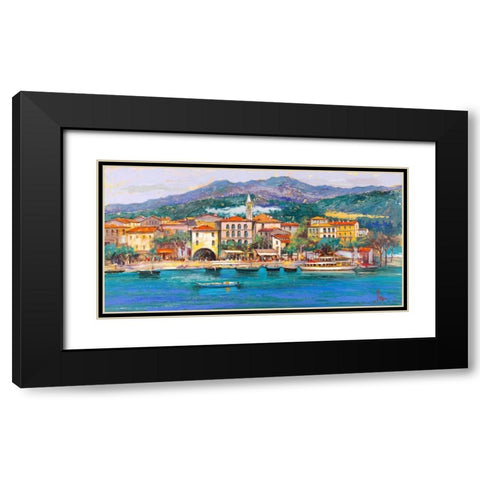 Paese sul Lago Black Modern Wood Framed Art Print with Double Matting by Florio, Luigi