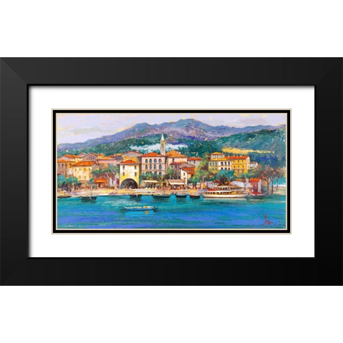 Paese sul Lago Black Modern Wood Framed Art Print with Double Matting by Florio, Luigi