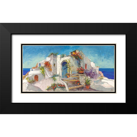 Casa nelle Cicladi Black Modern Wood Framed Art Print with Double Matting by Florio, Luigi