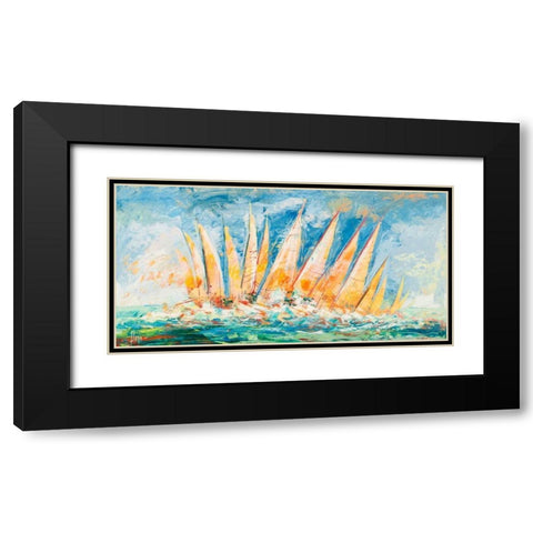 Tra le onde Black Modern Wood Framed Art Print with Double Matting by Florio, Luigi